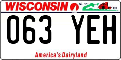 WI license plate 063YEH