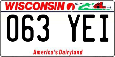 WI license plate 063YEI