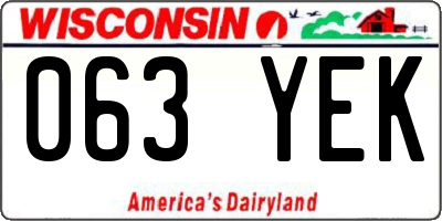 WI license plate 063YEK