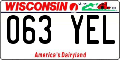 WI license plate 063YEL