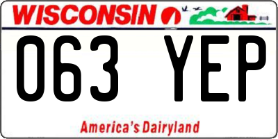 WI license plate 063YEP