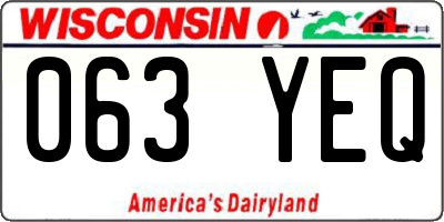 WI license plate 063YEQ
