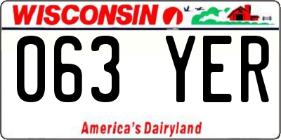 WI license plate 063YER