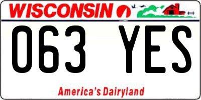 WI license plate 063YES
