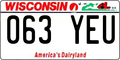 WI license plate 063YEU