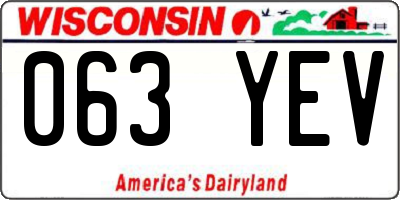 WI license plate 063YEV