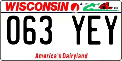 WI license plate 063YEY