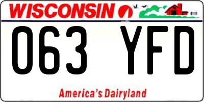 WI license plate 063YFD