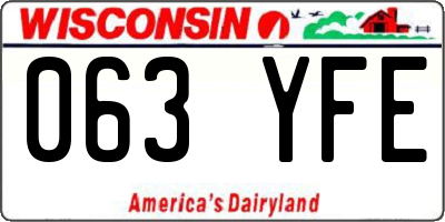 WI license plate 063YFE