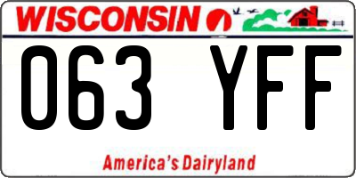 WI license plate 063YFF