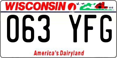WI license plate 063YFG