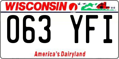 WI license plate 063YFI