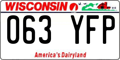 WI license plate 063YFP