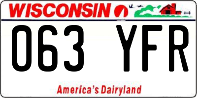 WI license plate 063YFR