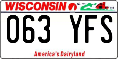 WI license plate 063YFS