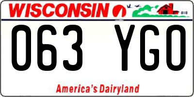 WI license plate 063YGO