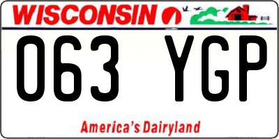 WI license plate 063YGP