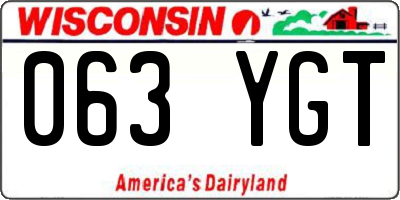 WI license plate 063YGT