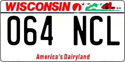 WI license plate 064NCL