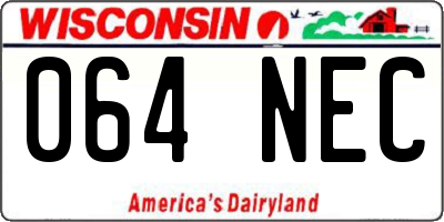 WI license plate 064NEC