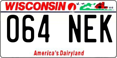 WI license plate 064NEK