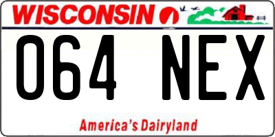 WI license plate 064NEX