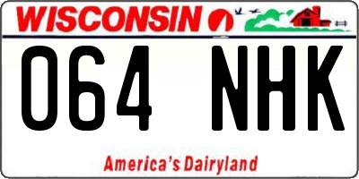 WI license plate 064NHK