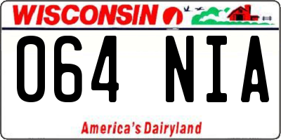 WI license plate 064NIA