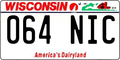 WI license plate 064NIC
