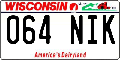 WI license plate 064NIK