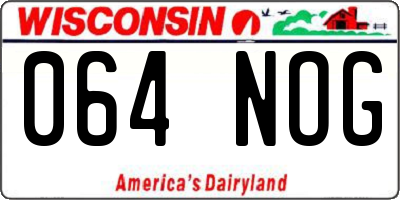 WI license plate 064NOG