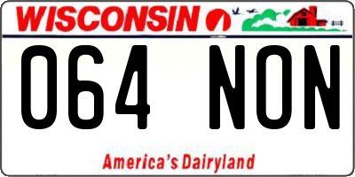 WI license plate 064NON