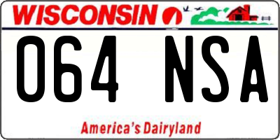 WI license plate 064NSA