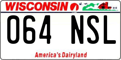 WI license plate 064NSL