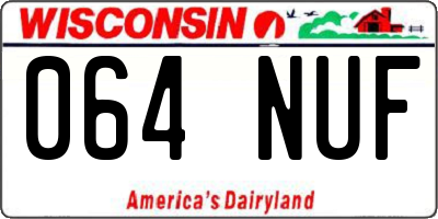 WI license plate 064NUF