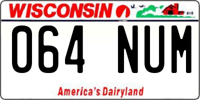 WI license plate 064NUM