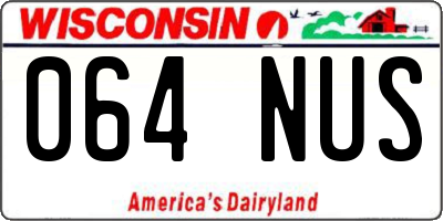 WI license plate 064NUS
