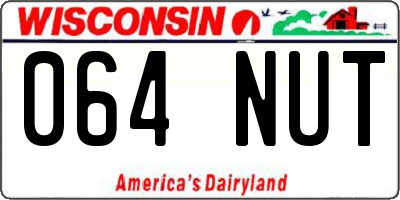 WI license plate 064NUT