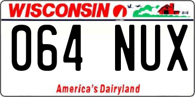 WI license plate 064NUX