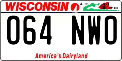 WI license plate 064NWO