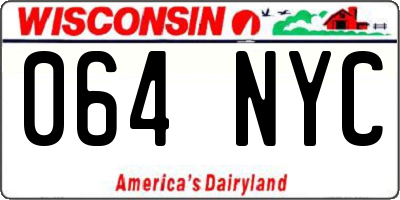 WI license plate 064NYC