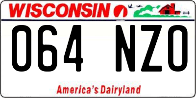 WI license plate 064NZO