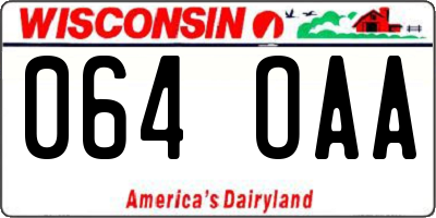 WI license plate 064OAA