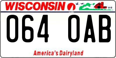WI license plate 064OAB
