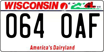 WI license plate 064OAF