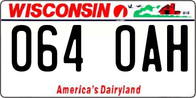 WI license plate 064OAH