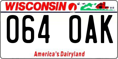 WI license plate 064OAK