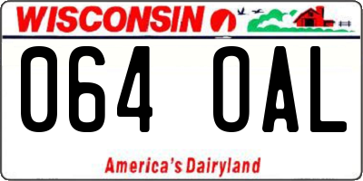 WI license plate 064OAL