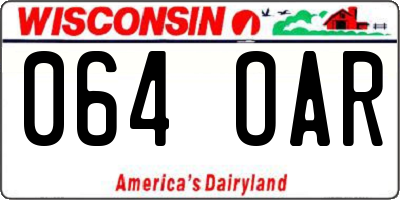 WI license plate 064OAR