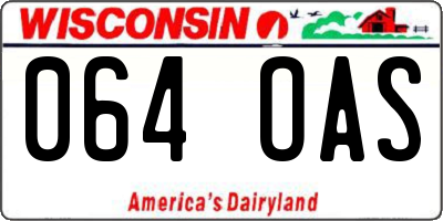 WI license plate 064OAS